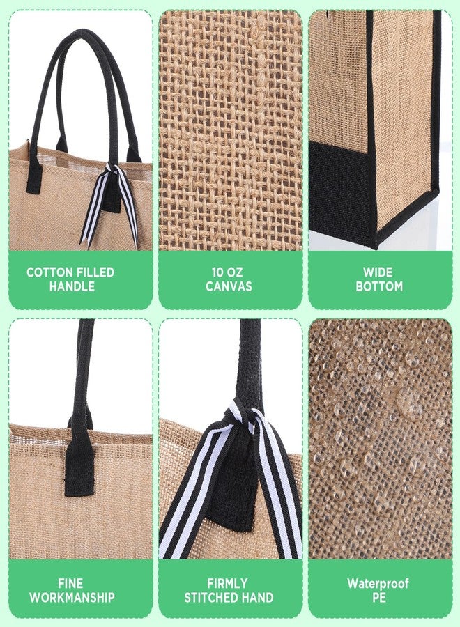 Limbeuuu 6 Pieces Burlap Tote Bags Set Jute Tote Bag with Handles Initial Canvas Beach Large Reusable Gift Bag for Women Shopping Market Grocery Holiday Travel DIY Bags - Image 5